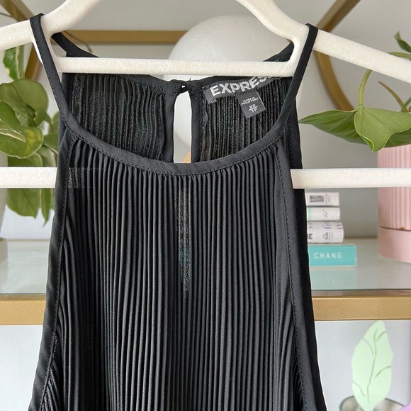 Express Black Pleated Top with Ruffled Waist - Picture 2 of 4